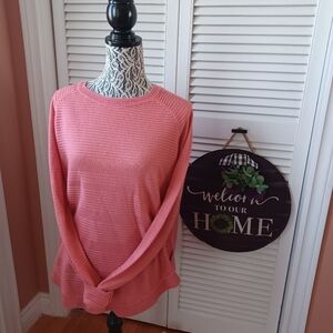 Only Women's Large Ribbed Long Sleeve Sweater with Curved Bottom Hem